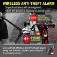 thumbnail image 3 of Luz trasera de bicicleta remota inalámbrica USB-C Luz trasera antirrobo de movimiento inteligente recargable con bocina fuerte Luces intermitentes LED rojas Luz trasera de ciclismo de alto l, 3 of 5