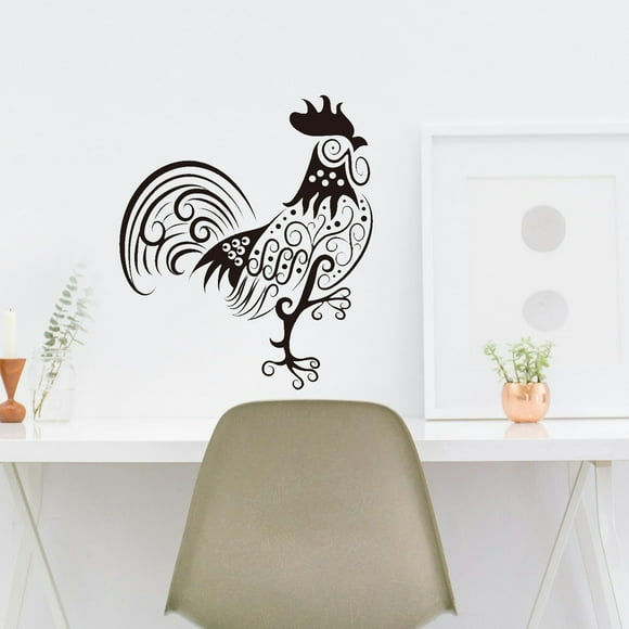 Adhesivos de pared Creative Rooster, PVC blanco y negro, 25 x 29 cm