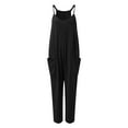 thumbnail image 3 of Baqcunre Women's Solid Pocket Spaghetti Strap V Neck Loose Jumpsuit,Color Black,Size S-5XL, 3 of 4