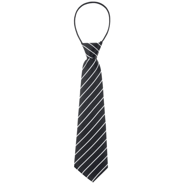 CORBATA CORTA ELÁSTICA PREATADA UNISEX INSPIRAR CHIC CON PATRÓN COLORIDO Y LINDO PARA UNIFORMES ESCOLARES RAYAS BLANCAS Y NEGRAS TALLA ÚNICA