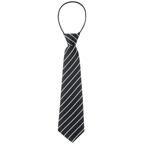 CORBATA CORTA ELÁSTICA PREATADA UNISEX INSPIRAR CHIC CON PATRÓN COLORIDO Y LINDO PARA UNIFORMES ESCOLARES RAYAS BLANCAS Y NEGRAS TALLA ÚNICA