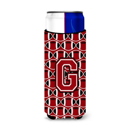 

Carolines Treasures CJ1073-GMUK Letter G Football Red Black and White Ultra Beverage Insulators for slim cans Slim