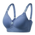 thumbnail image 2 of Aayomet Bralettes for Women Plus Size Up Large Cup Thin Cotton Rimless Bra (Blue, 80C), 2 of 4