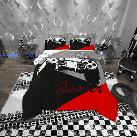 Erosebridal Teenager Gamepads Bedding Twin Comforter Set,Video Game Down Comforter,Breathable Bedding Sets Twin With Comforter,Super Cozy Gamer Bedroom Decorative,Reversible,2-Piece