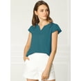 thumbnail image 2 of Camiseta Manga Tulipán Cuello En V Básico Para Mujer Azul eléctrico XL Allegra K, 2 of 6