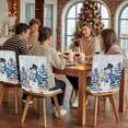 thumbnail image 5 of Blue Snowman Chair Covers Set of 4 Christmas Tree Winter Snowflake Grey Elk Rabbit Chair Back Covers Stretch Removable Washable Slipcovers Protector for Dining Room Kitchen Party Decor, 5 of 5