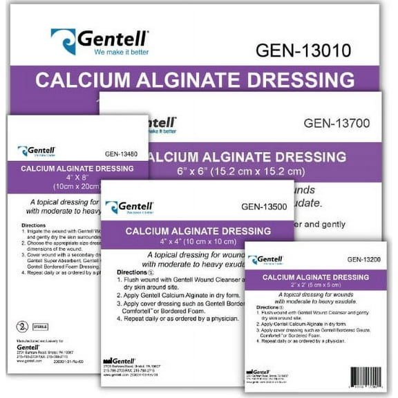 Gentell 13480 Calcium Alginate 4 in. x 8 in. Dressing (Box of 5)