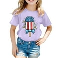 thumbnail image 4 of MIXUE Toddler Girls Tops & T-Shirts Summer Fourth Of July Independence Day Ice Cream Print Round Neck Short Sleeve Casual Party Tshirts Holiday Wear,Purple,3-4 Years, 4 of 4