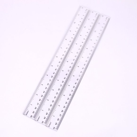 Clear 12 Inch Rulers, Pack of 3, Transparent Ruler, Plastic Ruler Set