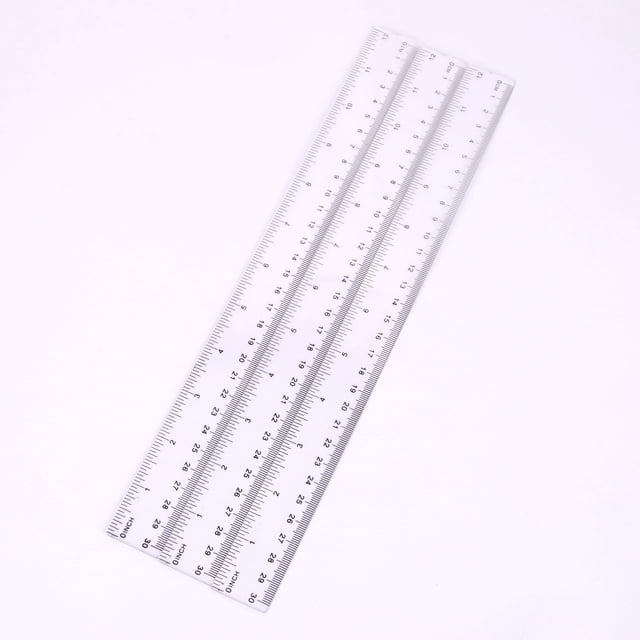 Clear Plastic Rulers 12 Inch, Pack of 3, Transparent Ruler Set with Dual Scales