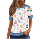 thumbnail image 3 of Mujeres de Verano Tops Casual de Moda Pascua Impresa Solapa Top, Cuello Redondo Tops para las Mujeres Manga Corta Poliéster para el Hogar Y el Uso Diario, 3 of 6