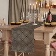 thumbnail image 3 of Vintage Abstract Cotton Linen Table Runner for Dining Kitchen, Traditional Geometric Pattern Dark Brown Wedding Outdoor Party Tablerunners, Dresser Scarf Coffee Tablecloth Runners 13x36 Inches, 3 of 9