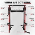 thumbnail image 6 of Foldable Power Rack Cage,1200 LBSWall Mounted Squat Rack, 5 Adjustable Modes, Functional Trainer for Space Saving Home Gym with 1000 LB Weight Bench and Barbell ,Red, 6 of 9