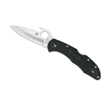 Spyderco Delica Plain - Spyderco Delica 4 Lightweight Gray FRN Emerson Opener PlainEdge Folding Knife