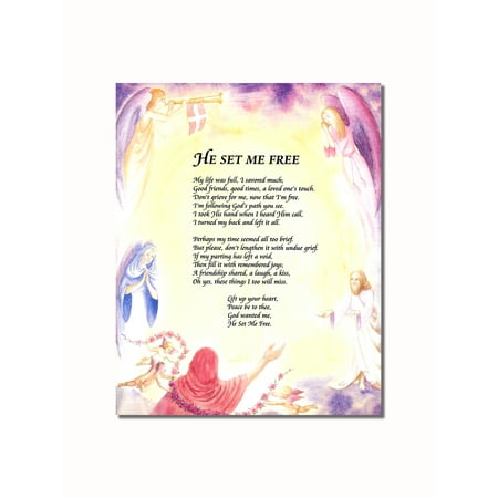 - He Set Me Free Angels Christian Religious Wall Picture 8x10 Art Print