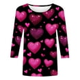 thumbnail image 3 of T-Shirt Décontracté Imprimé Col Rond Manches Trois-Quarts pour Femmes, 3 of 6