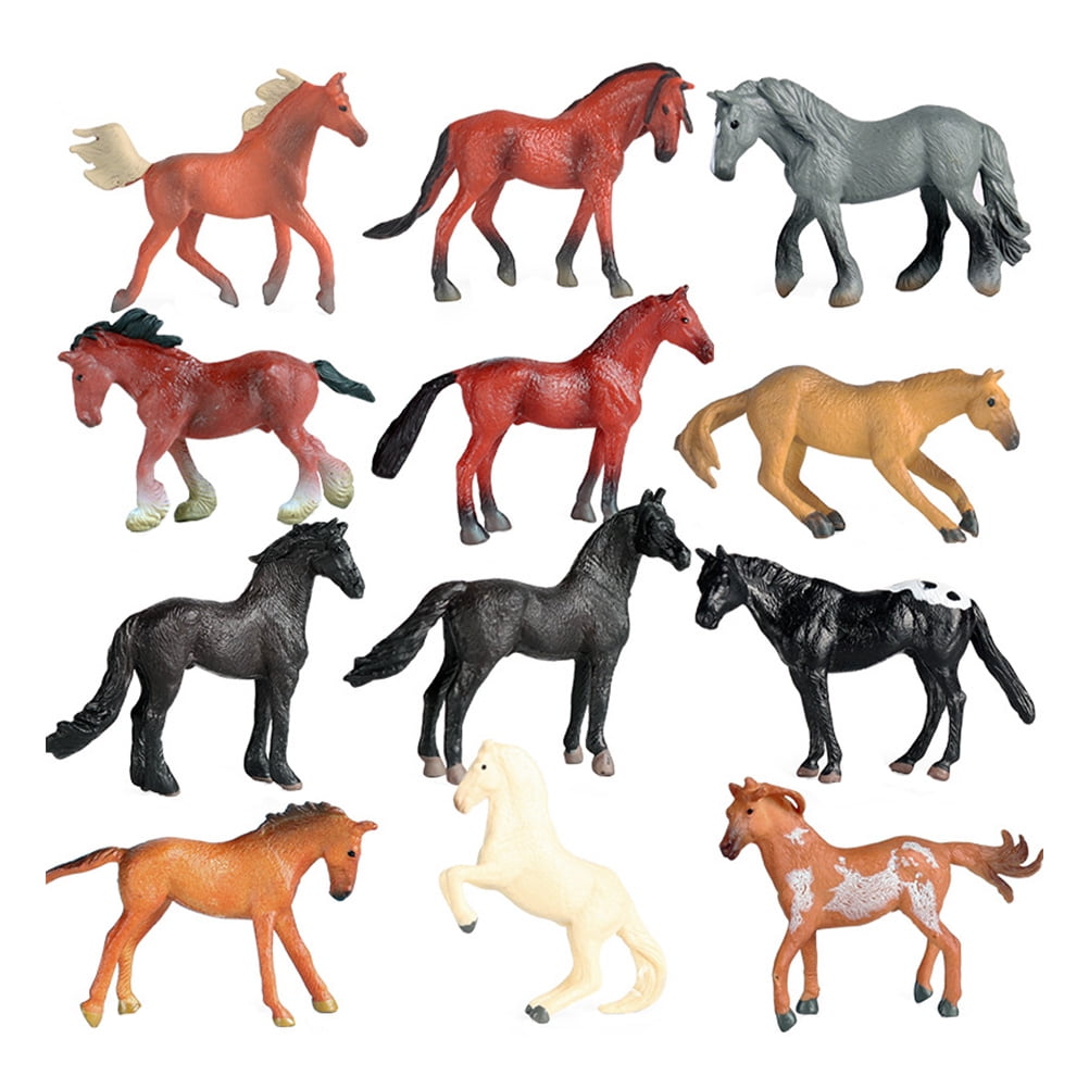 Etereauty Horse Figurines Mini Toys Foal Figures Cake Plastic Realistic