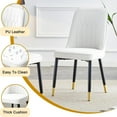 thumbnail image 5 of SUDICA 63" Dining Table Set, Black Faux Marble Glass Top, White PU Leather Chairs, Set of 6, 5 of 9