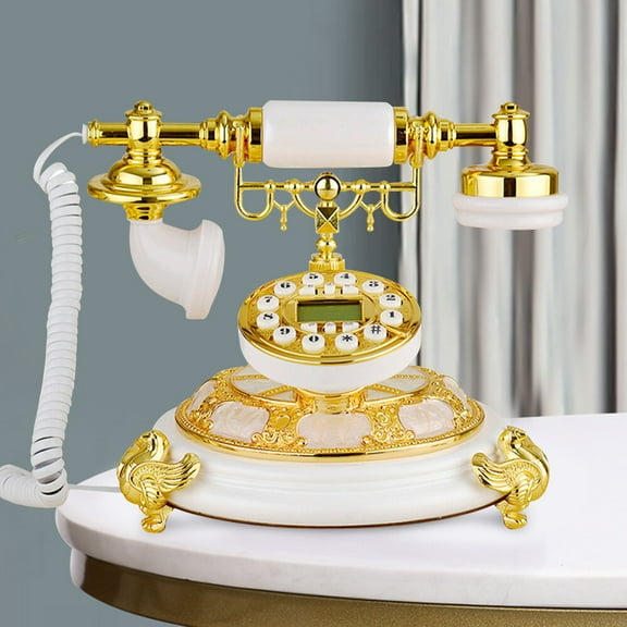 Antique European Style Old Fashioned Rotary Dial Phone Handset Phone Tabletop 10.04*9.84*9.84in for Living Rooms, Bedrooms, Offices