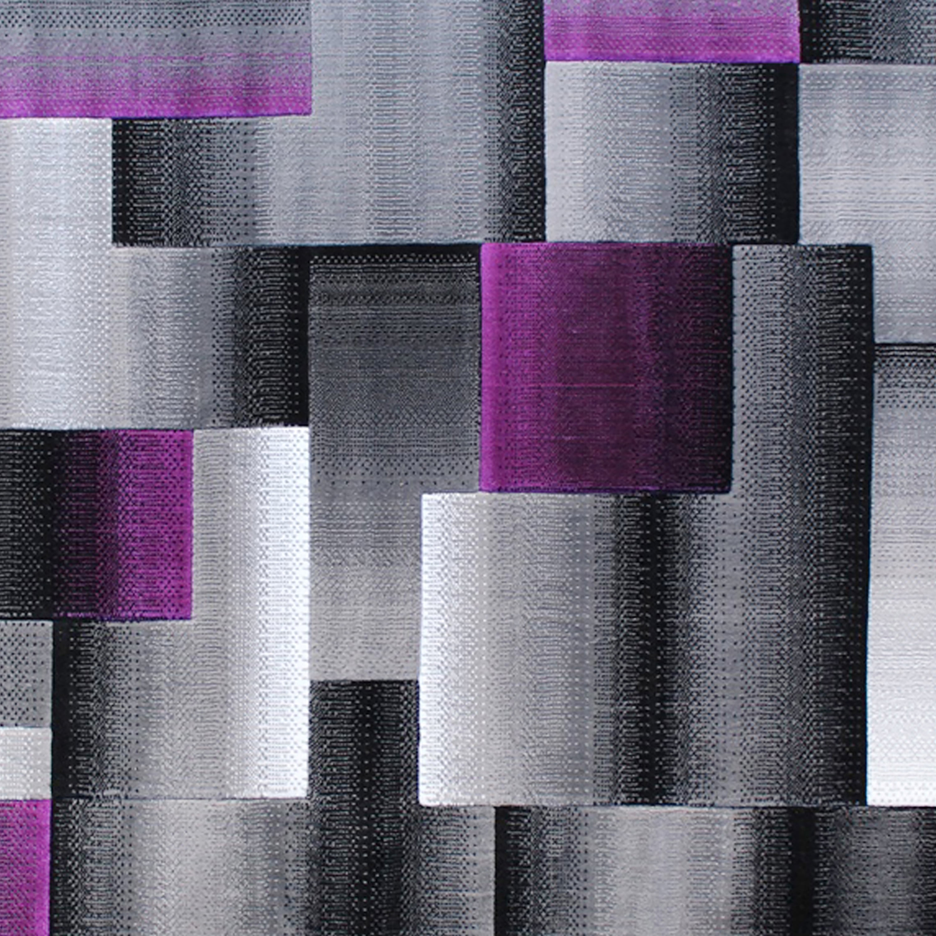 BizChair Modern Contemporary Area Rug, Purple Grey Black (8 Feet X 10 Feet)