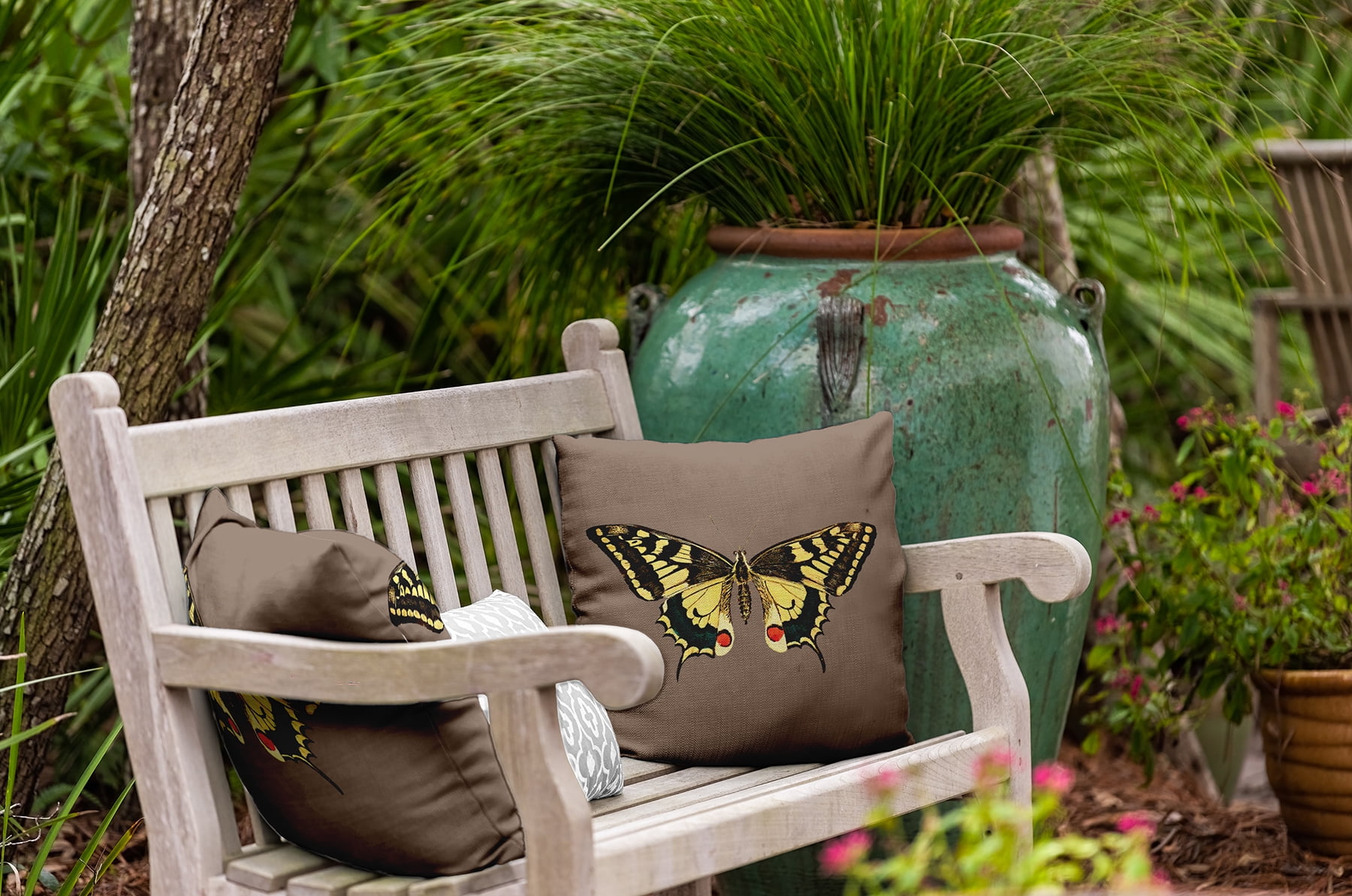 16" x 16" Simply Daisy Rare Swallowtail Indoor/Outdoor Pillow, Ginger Snap Brown Qty 1