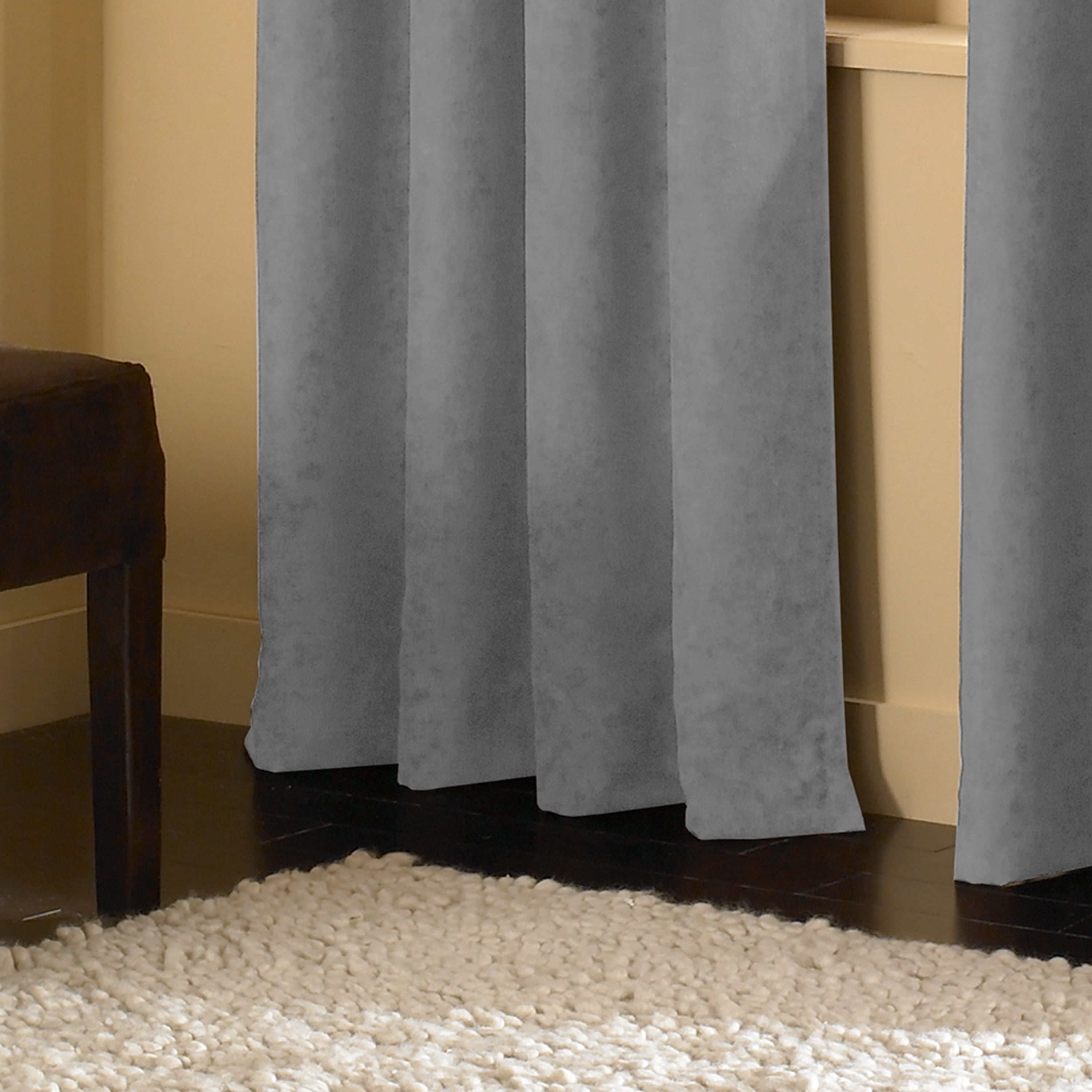 Curtainworks Cameron Room Darkening Faux Suede Grommet Curtain, Single Panel, Indoor, Pewter, 50"W x 120"L, Adult