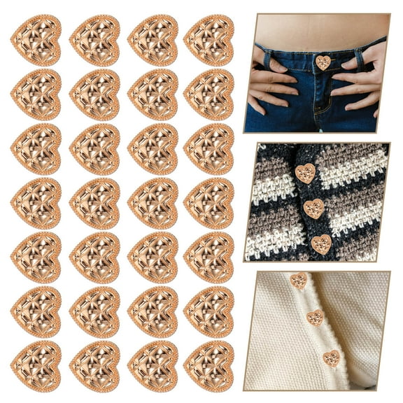 LEORX 30 Pcs Fancy Buttons for Women Clothes Alloy Golden Heart Shaped Transform Garments Fashion Enthusiasts