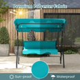 thumbnail image 4 of 3-Seat Porch Swing Chair, Metal A-Frame Outdoor Swing with Adjustable Canopy for Patio, Garden, Poolside, Blue, 4 of 14