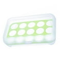 thumbnail image 2 of Egg Holder Refrigerator 15 Grids Eggs Tray Box with Lid Clear Stackable Plastic Storage Container  Green, 2 of 10
