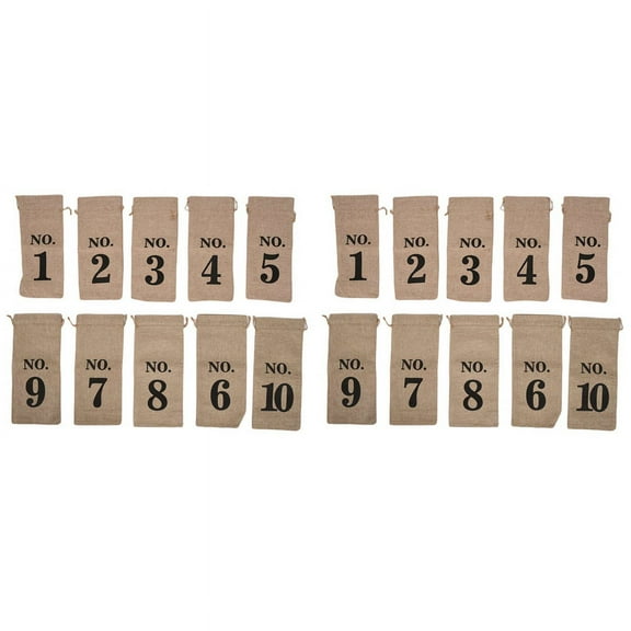 20Pcs Wine Bags, 14 x 6 1/4 Inches Hessian Numbered Bottle Gift Bags with Drawstring for Blind Tasting