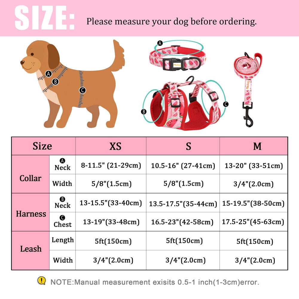 Didog 3pcs/set Cute Pet Dog Collar & Leash & Harness Soft Mesh Walking Vest Adjustable