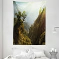 thumbnail image 1 of Landscape Tapestry, Forest Nepal Himalaya Mountains Sunlight Majestic Scenery Nature Photo, Wall Hanging for Bedroom Living Room Dorm Decor, 60W X 80L Inches, Green Light Yellow, by Ambesonne, 1 of 2