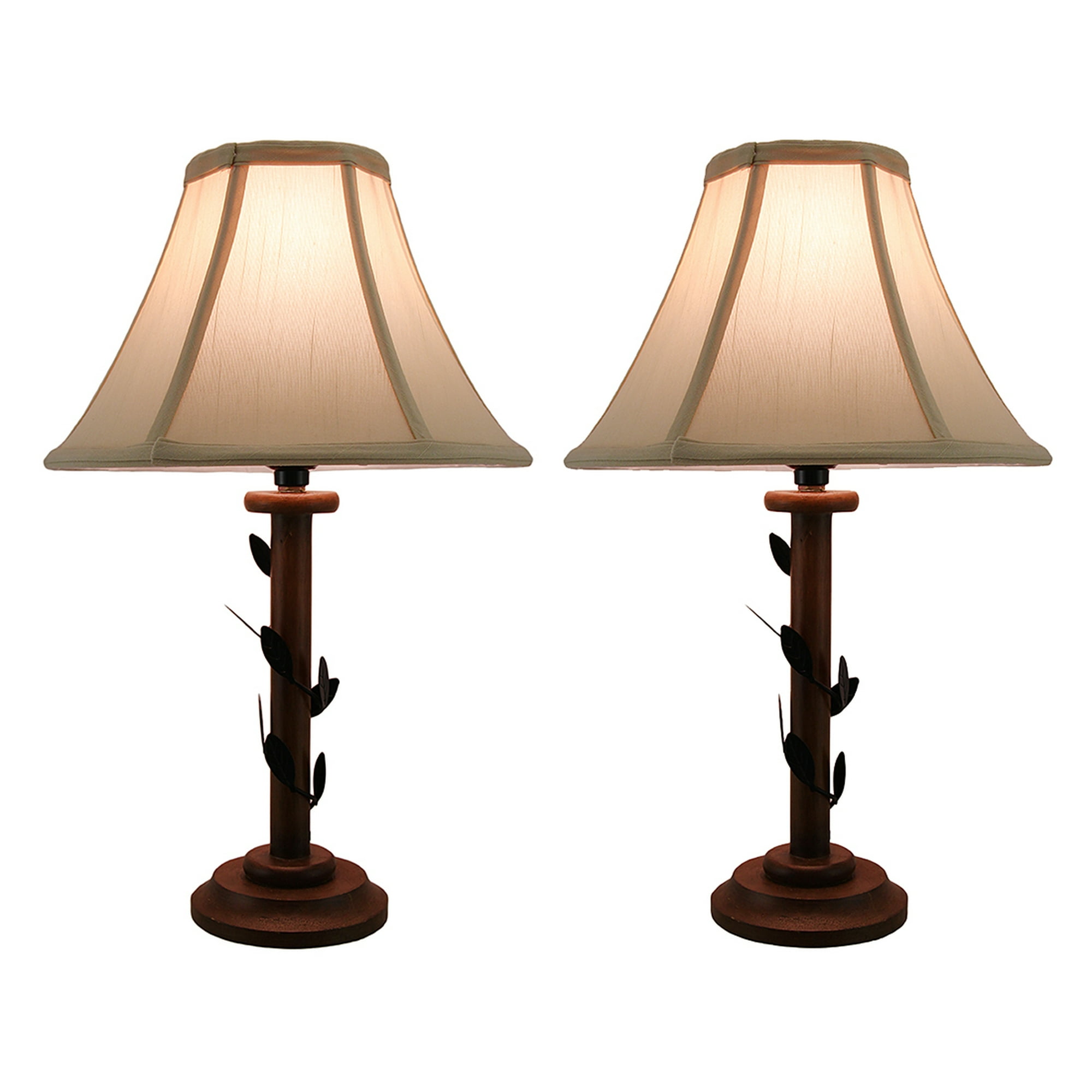 Set Of 2 Climbing Ivy Vine Decorative Candlestick Lamps W Fabric