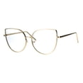 thumbnail image 2 of Womens Metal Rim Flat Panel Oversize Cateye Clear Lens Eye Glasses Gold, 2 of 4