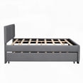 thumbnail image 6 of Grey Full Upholstered Platform Bed with Trundle - Linen Upholstery & Multifunctional, 6 of 19
