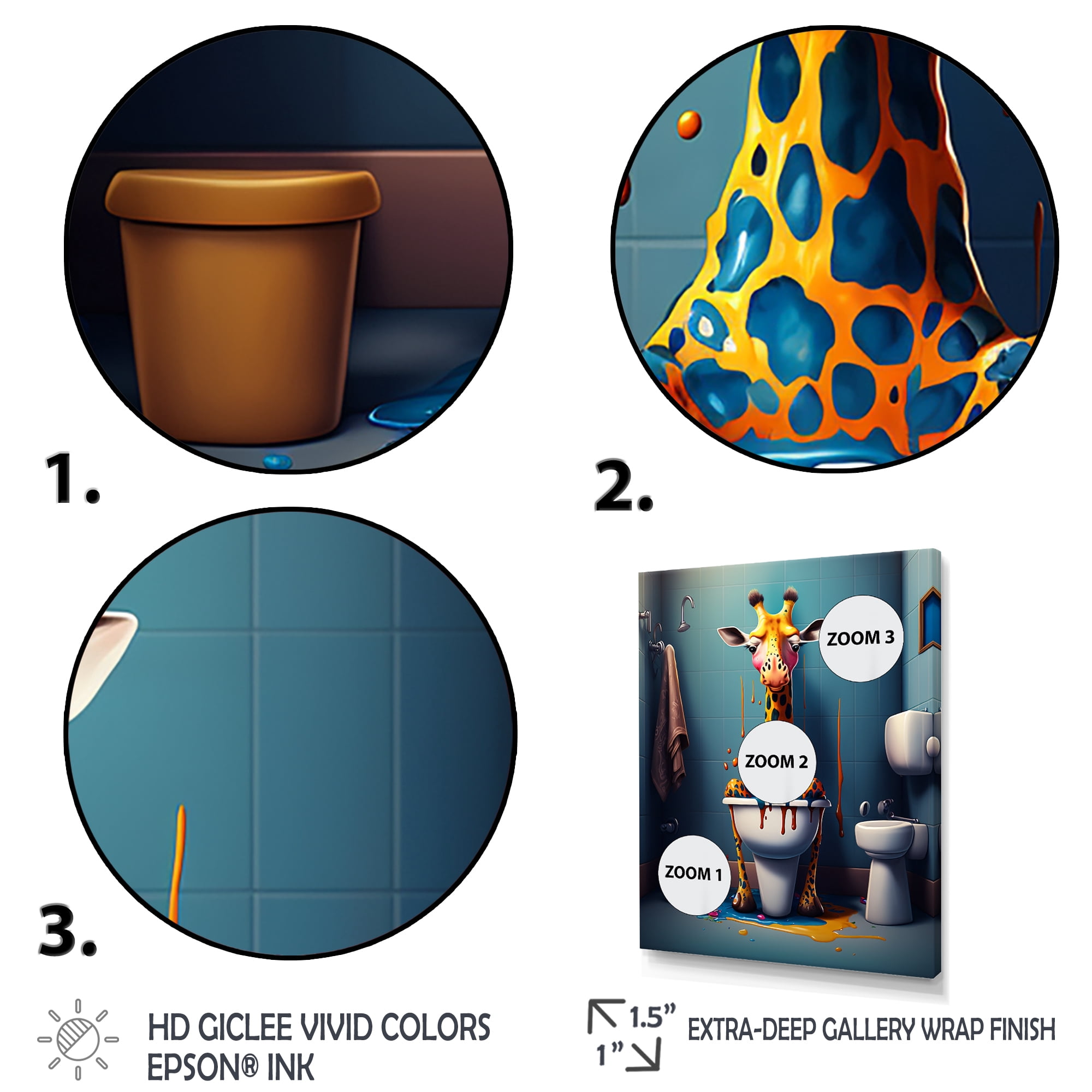 Designart Golden Giraffe Pushing A Mess II Canvas Wall Art
