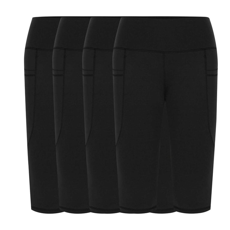CHGBMOK 4 Pack Yoga Shorts for Women Knee Length Yoga Pants