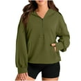 thumbnail image 3 of jtjvou Oversized 1/4 Zip Sweatshirts for Women Casual Long Sleeve Pullover Hoodies Pocket Hooded Top Fall Winter Clothes 2025 Green L, 3 of 7