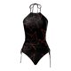 thumbnail image 3 of WILLBEST Trajes de Baño Mujer Con Falda de Moda de Verano de Las Mujeres de La Hoja de Arce Línea de Impresión Sexy Con Cordones Traje de Baño Dividido, 3 of 4