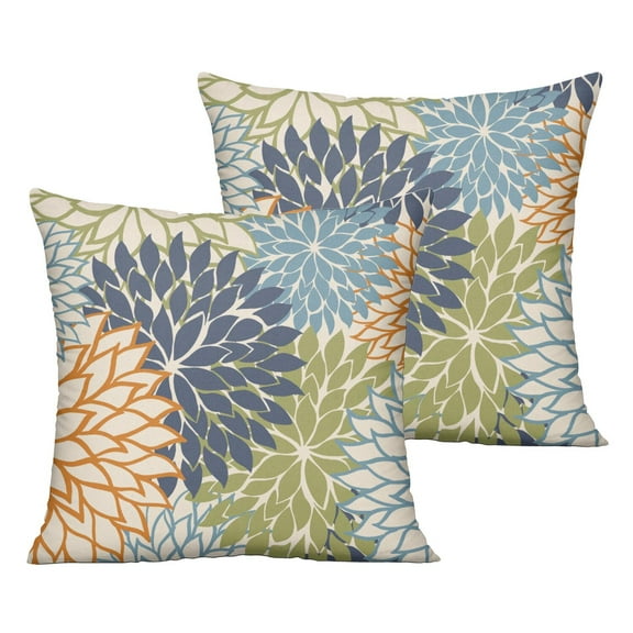 Outdoor Throw Pillow Covers 16x16 Inch Waterproof Spring Summer Floral Art Modern Classic Outdoor Pillow Covers for Patio Funiture Garden Couch