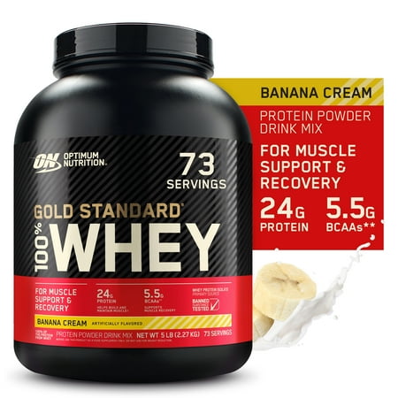 Optimum Nutrition, Gold Standard 100% Whey Protein Powder, Banana Cream, 5 lb, 73 Servings