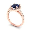 thumbnail image 2 of Halo Engagement Ring for Women - 2.38ct Simulated Blue Sapphire in 14K Rose Gold Promise Ring, 2 of 6