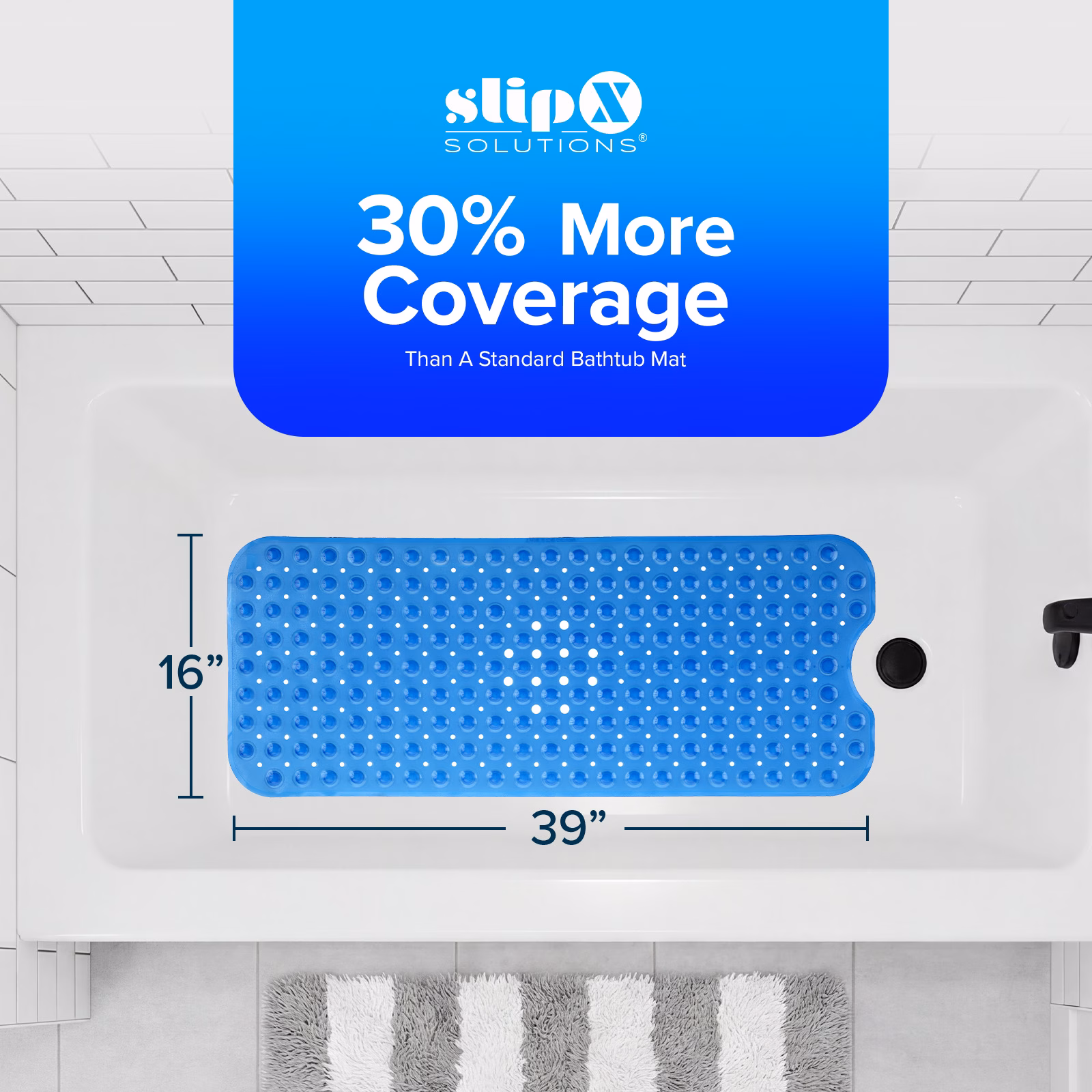 thumbnail image 6 of SlipX Solutions Bathtub Mat Non Slip 39 x 16, Extra Long Bathroom Shower Mat, Suction Cups, 6 of 8