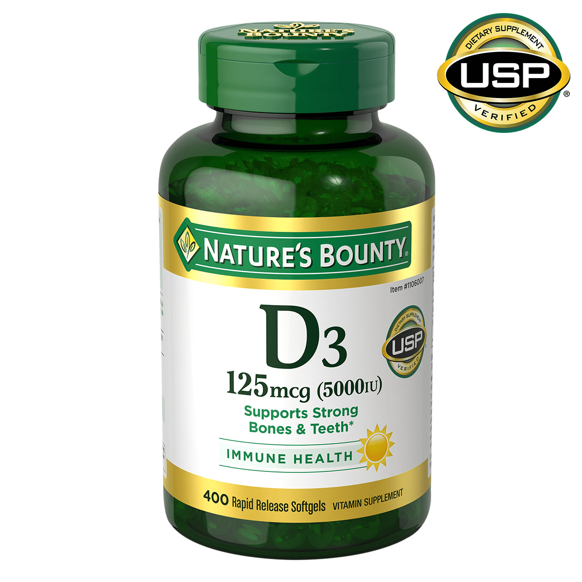 Nature'S Bounty Vitamin D3 125 Mcg, 400 Softgels