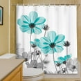 thumbnail image 2 of Unique Floral Shower Curtain for Bathroom Decor, Teal and Gray Daisy Flower Elegant Wildflower Desi, 72X72in, 2 of 4