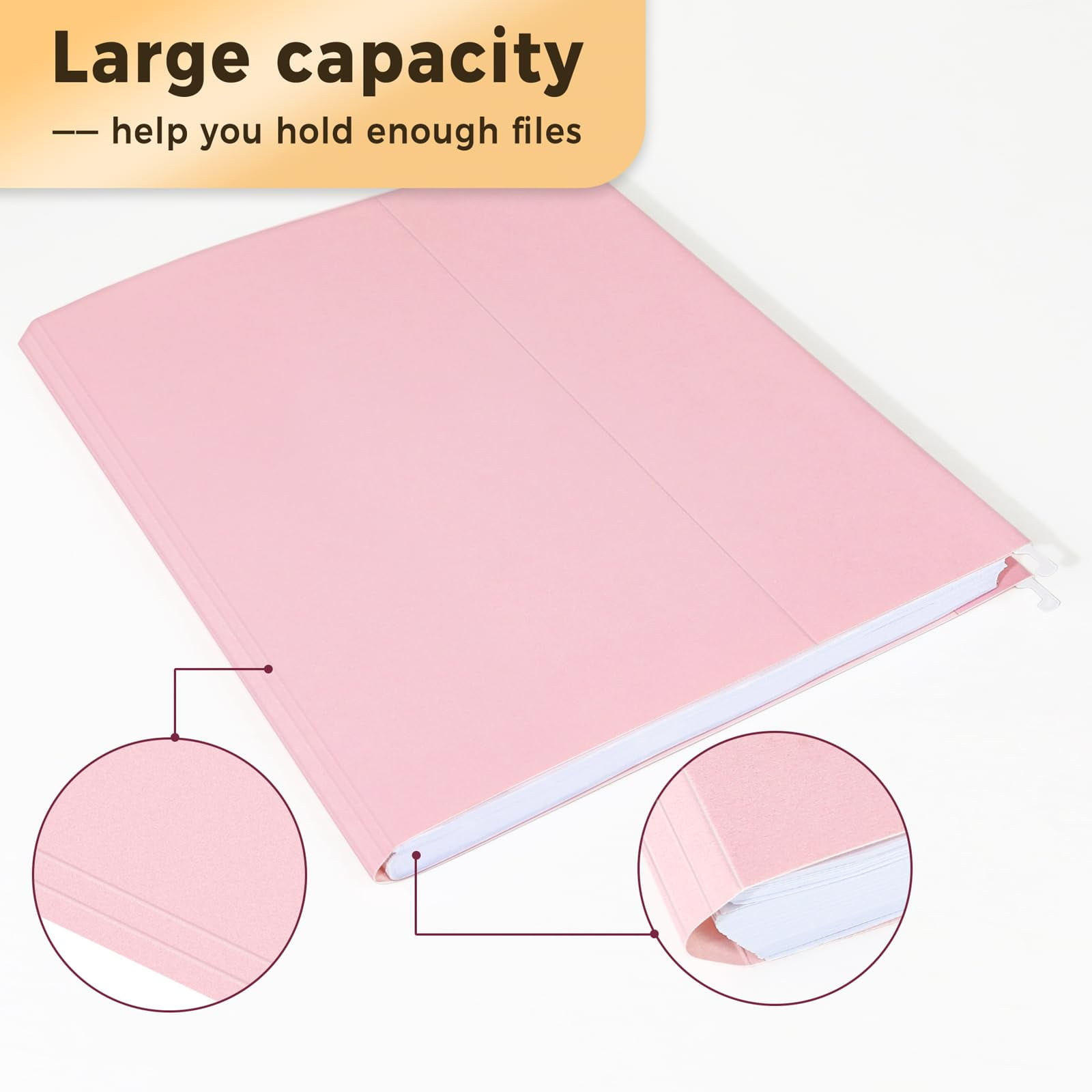 SUNEE 50 pack Hanging File Folders with 1/5-cut Tabs,10 Pastel Colors
