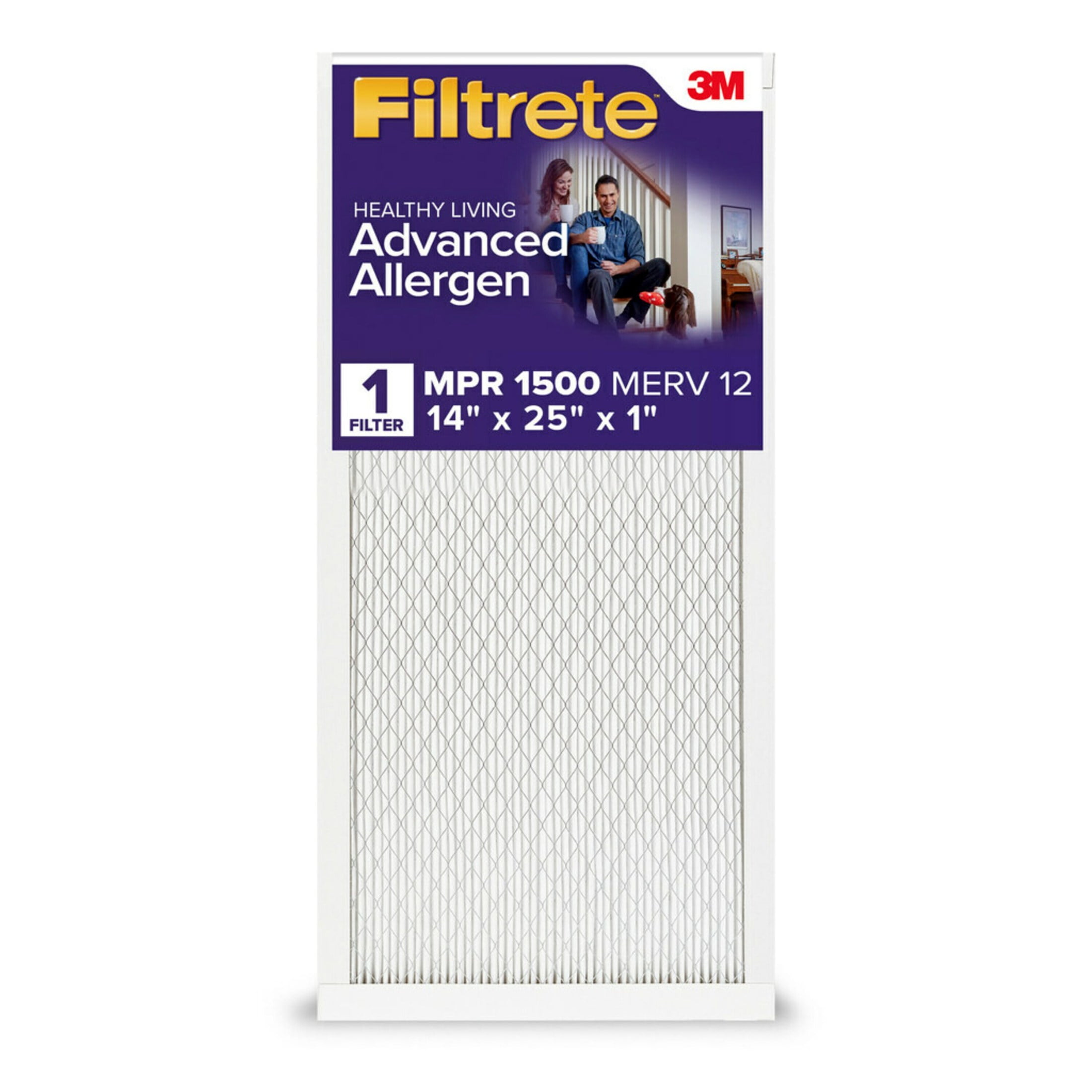 Filtrete 14x25x1 Air Filter, MPR 1500 MERV 12, Advanced Allergen Reduction, 1 New Filter