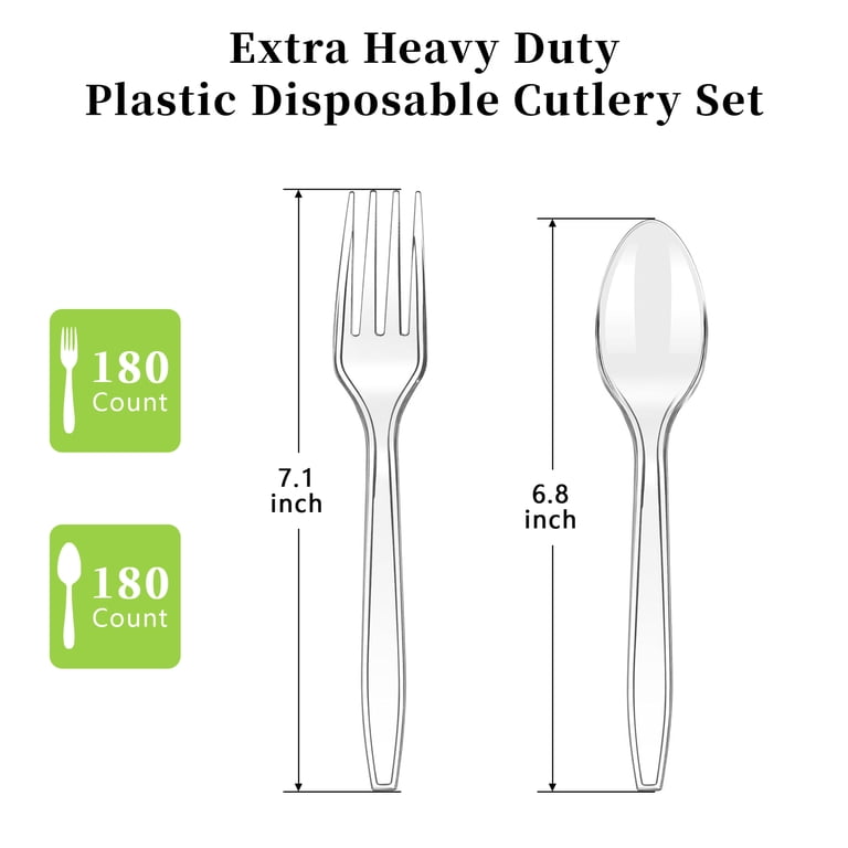 GPED Clear Plastic Forks and Spoons Set, 360-Piece photo 2