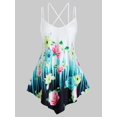 thumbnail image 1 of Tallas de flores de talla grande Tún sin mangas de correa cruzada cruzada Rosegal Camisetas sin mangas de talla grande, 1 of 5