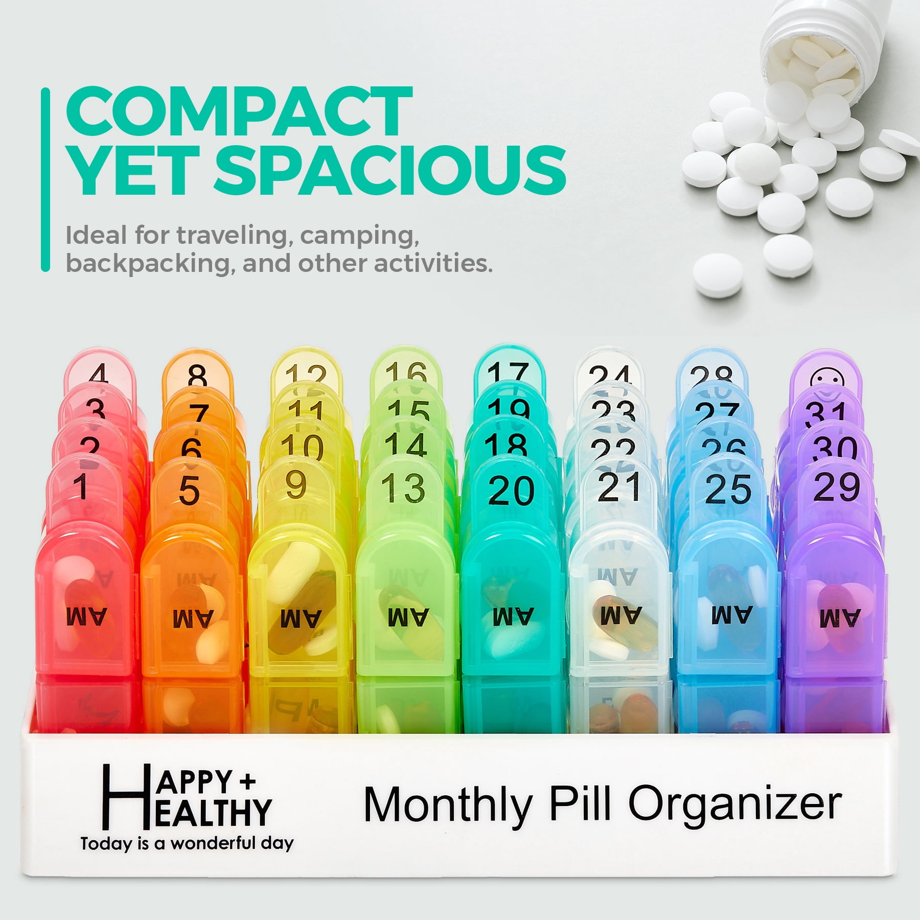 MEDca Monthly Pill Organizer, 30-Day AM PM Pill Box, Morning and Night Use